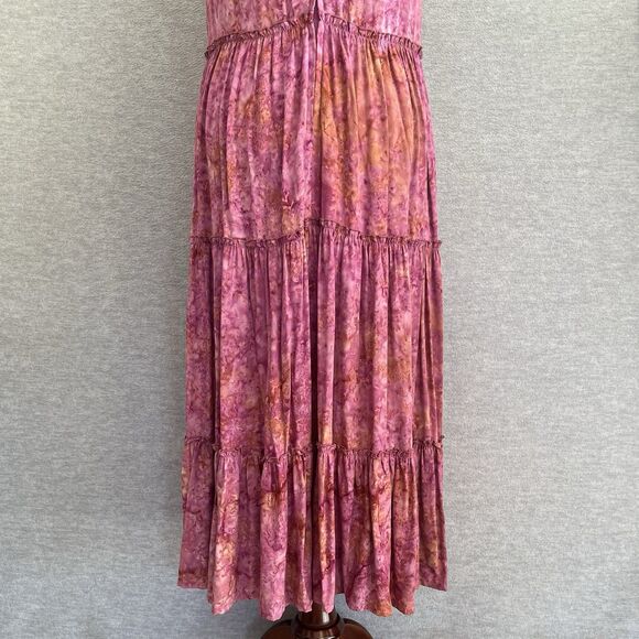 Go Fish Boho Ruffled Tiered Dress Size M Shapeless Prairie Cottage Hippie Batik - Picture 7 of 16
